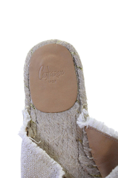 Castaner Womens Canvas Crisscross Flat Mules Shoes White Size 7