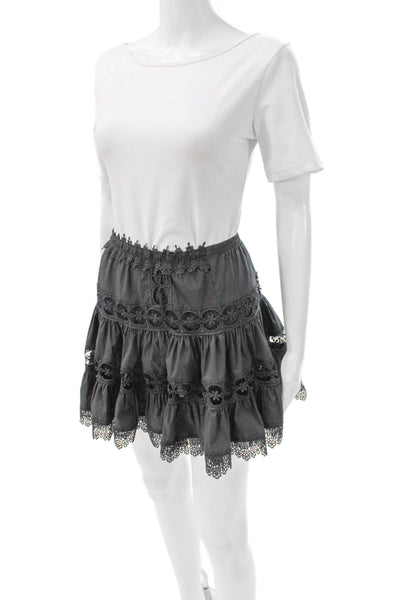 We're All Pretty Girls Women A-Line Mini Skirt Gray Cotton Drawstring Size S