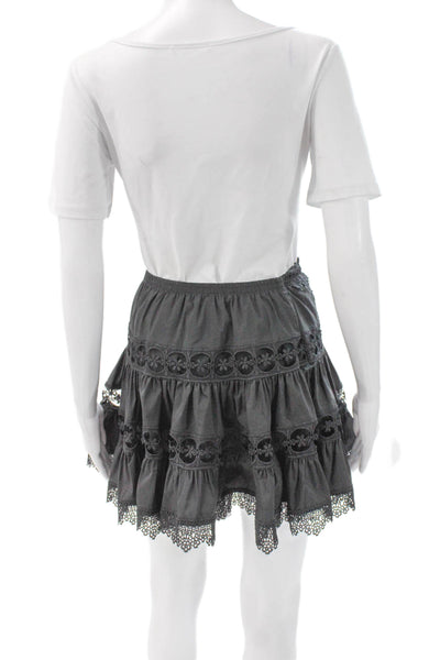 We're All Pretty Girls Women A-Line Mini Skirt Gray Cotton Drawstring Size S