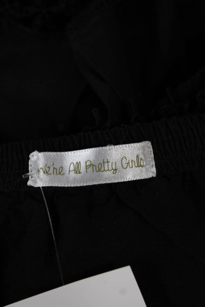 We're All Pretty Girls Women A-Line Mini Skirt Gray Cotton Drawstring Size S