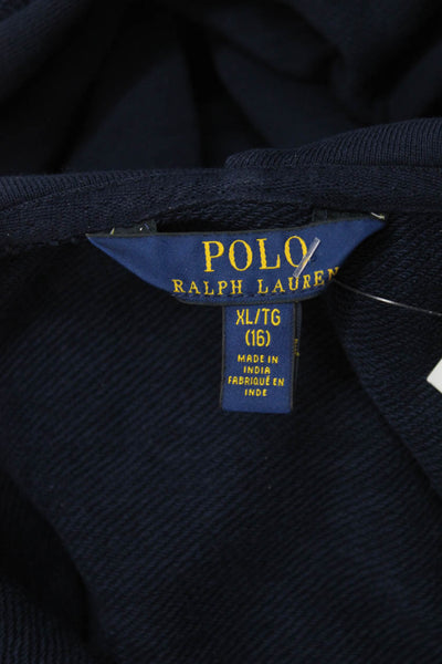 Polo Ralph Lauren Boys Cotton Full Zip Long Sleeve Hoodie Blue Size XL