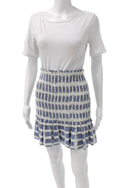 Veronica Beard Women A-Line Mini Check Cotton Skirt Blue Size S