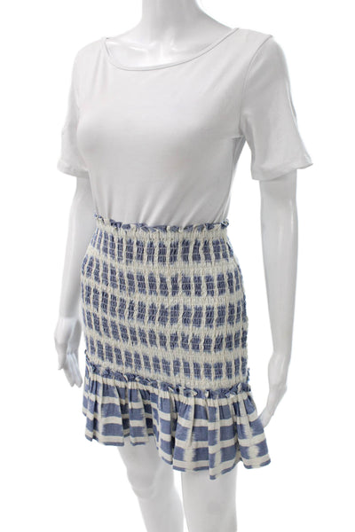 Veronica Beard Women A-Line Mini Check Cotton Skirt Blue Size S