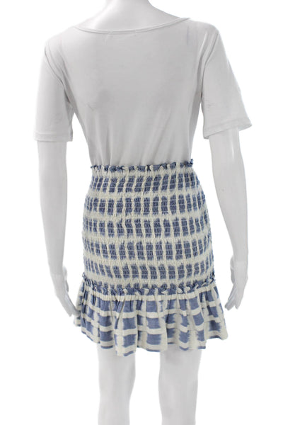 Veronica Beard Women A-Line Mini Check Cotton Skirt Blue Size S