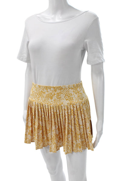Laura Ashley Women Pleated Floral Mini Skort Yellow Size S