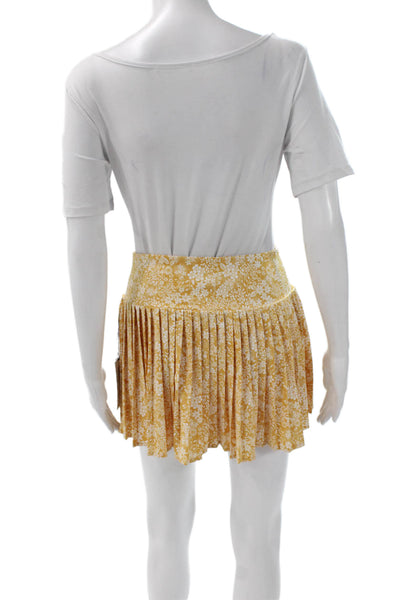 Laura Ashley Women Pleated Floral Mini Skort Yellow Size S