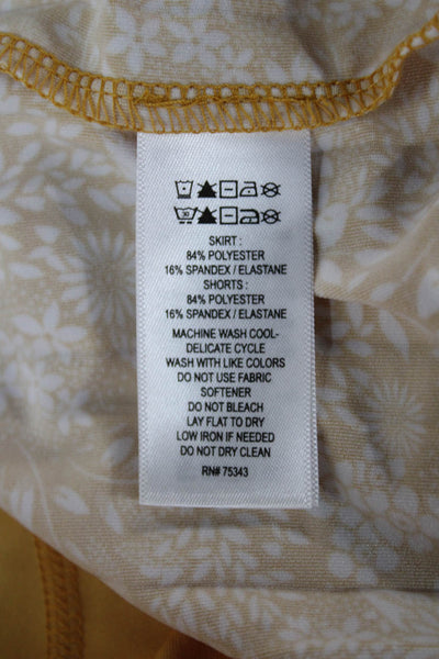 Laura Ashley Women Pleated Floral Mini Skort Yellow Size S
