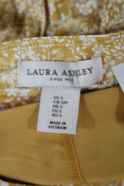 Laura Ashley Women Pleated Floral Mini Skort Yellow Size S