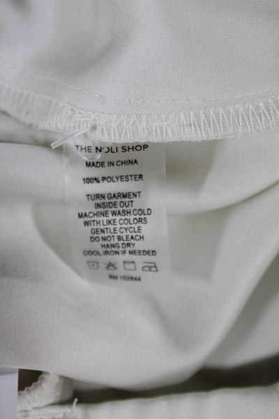 The Noli Shop Women Cargo Pants White Polyester Button Size 4