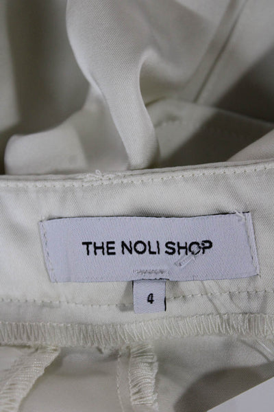The Noli Shop Women Cargo Pants White Polyester Button Size 4