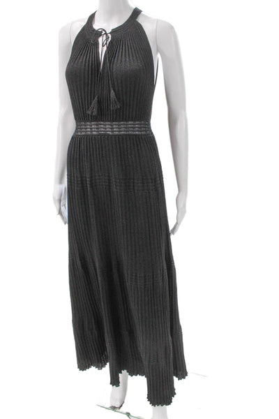 Ella Moss Womens Maxi Dress Black Viscose Halter Sleeveless Size S