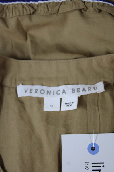 Veronica Beard Womens Beige Geometric Cotton Jacket Zip Long Sleeve Size S