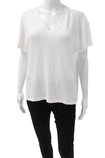 Rag & Bone Womens Basic V-Neck White Rayon Short Sleeve T-Shirt Size S