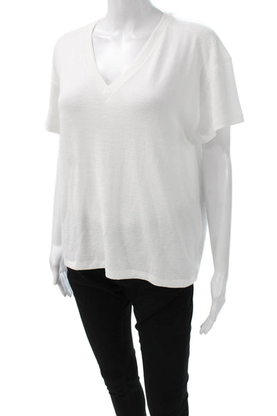 Rag & Bone Womens Basic V-Neck White Rayon Short Sleeve T-Shirt Size S
