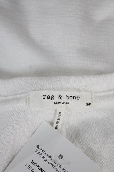 Rag & Bone Womens Basic V-Neck White Rayon Short Sleeve T-Shirt Size S