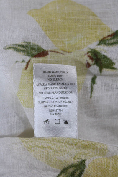 Rails Womens Basic Linen Collared Floral Long Sleeve Button-Up White Size S