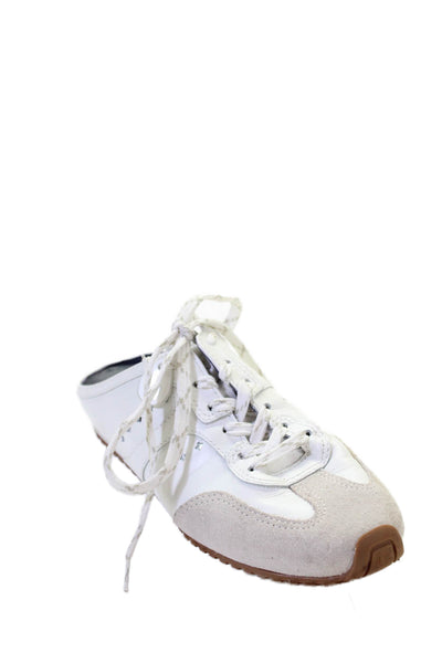 Larroude Womens Leather Suede Stella Mules Sneakers Shoes White Size 8