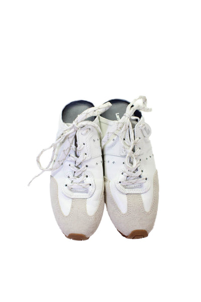 Larroude Womens Leather Suede Stella Mules Sneakers Shoes White Size 8
