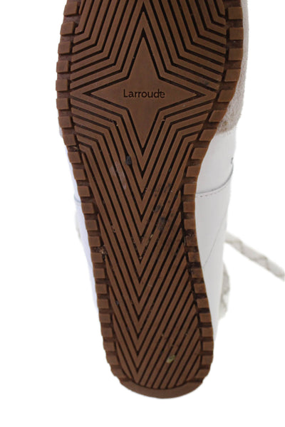 Larroude Womens Leather Suede Stella Mules Sneakers Shoes White Size 8