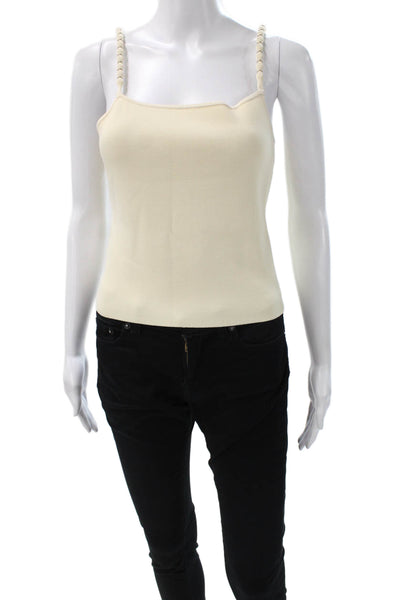 House of Harlow 1960 Women Tank Viscose Ivory Square Neck Sleeveless Size S