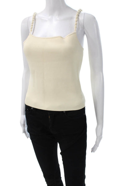 House of Harlow 1960 Women Tank Viscose Ivory Square Neck Sleeveless Size S