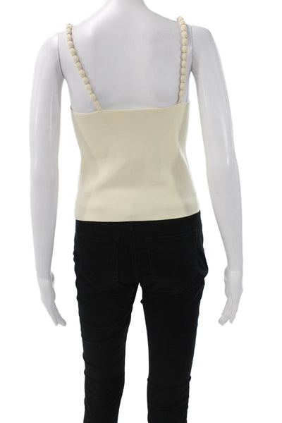 House of Harlow 1960 Women Tank Viscose Ivory Square Neck Sleeveless Size S
