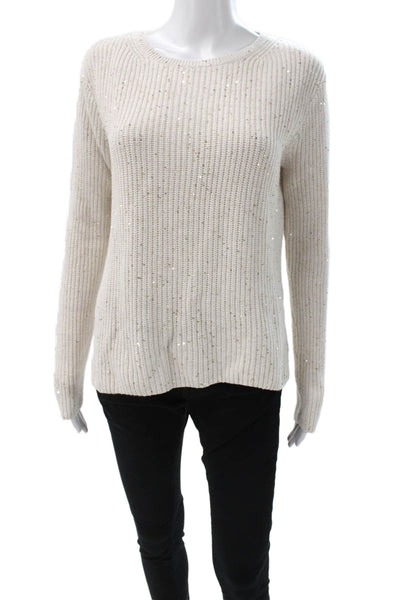 Generation Love Womens Sweater White Cotton Crew Neck Long Sleeve Size S
