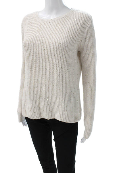 Generation Love Womens Sweater White Cotton Crew Neck Long Sleeve Size S
