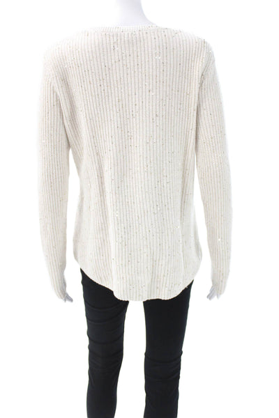 Generation Love Womens Sweater White Cotton Crew Neck Long Sleeve Size S