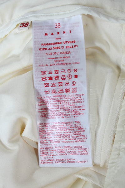 Marni Womens Ivory Viscose Blend Dress Pants Button Closure Size 38
