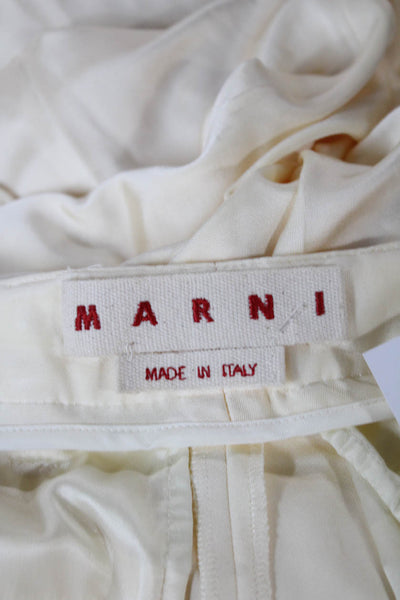 Marni Womens Ivory Viscose Blend Dress Pants Button Closure Size 38