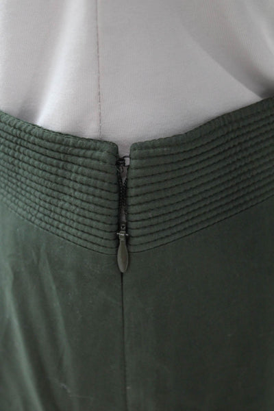 Figue Women A-Line Cotton Skirt Green Zip Knee Length Size 6