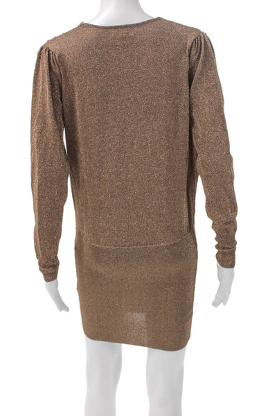 Superdown Womens Brown Rayon V-Neck Long Sleeve Knee Length Dress Size XS