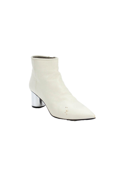 Pedro Garcia Womens Pointed Toe Mirror Accent Boots White Size 7