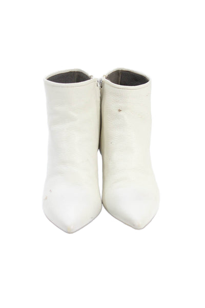 Pedro Garcia Womens Pointed Toe Mirror Accent Boots White Size 7