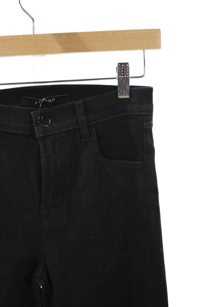 J Brand Womens Skinny Jeans Black Mid Rise Button Cotton Size 25