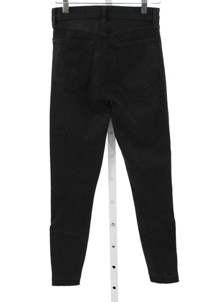 J Brand Womens Skinny Jeans Black Mid Rise Button Cotton Size 25