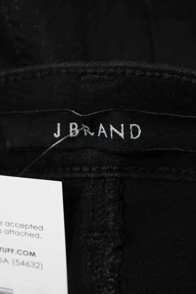 J Brand Womens Skinny Jeans Black Mid Rise Button Cotton Size 25