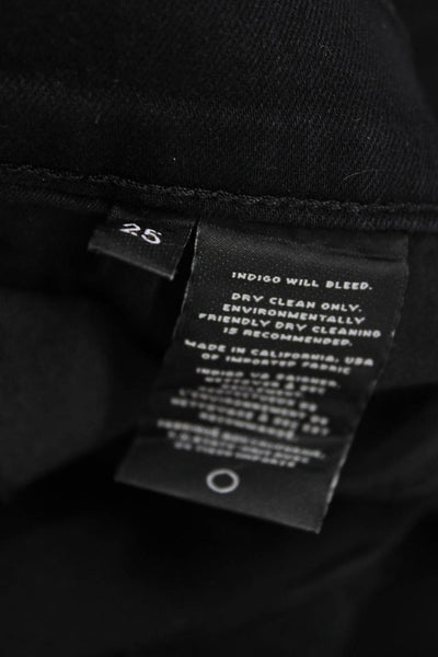 J Brand Womens Skinny Jeans Black Mid Rise Button Cotton Size 25