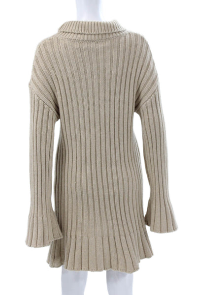 Something Navy Womens Beige Sweater Dress Turtleneck Long Sleeve Size M