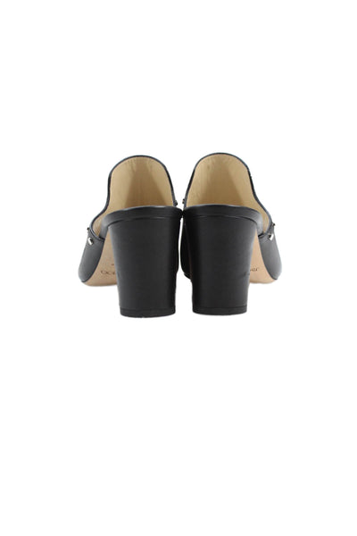 Jimmy Choo Womens Leather Studded Mule Heels Black Size 38.5 8.5