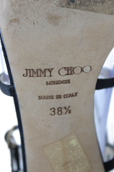 Jimmy Choo Womens Satin Strappy Slingbacks Sandal Heels Black Size 38.5 8.5