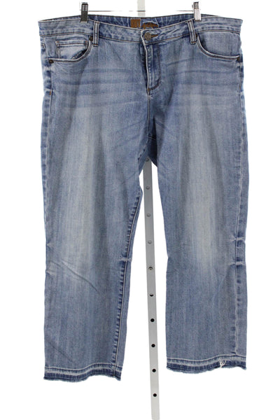 KUT from the Kloth Women Cropped Blue Mid-Rise Jeans Size 16