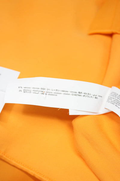 Zara Women Shirt Dress Orange Collared Long Sleeve Button Viscose Size XS