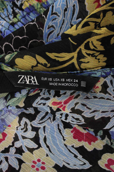 Zara Women Romper Floral V-Neck 3/4 Sleeve Multicolor Size XS