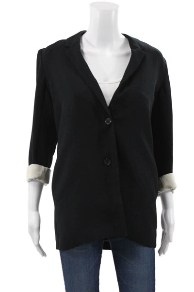 Wilfred Womens Blazer Black Polyester 3/4 Sleeve Button Size XS