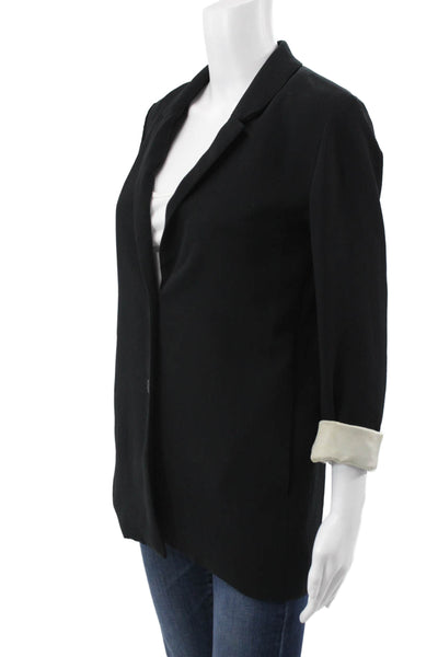Wilfred Womens Blazer Black Polyester 3/4 Sleeve Button Size XS