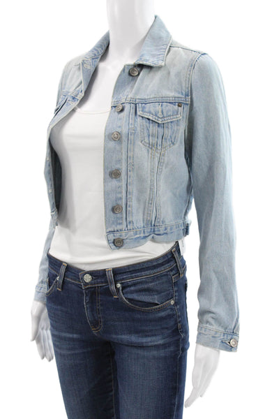 Topshop Womens Petite Basic Jacket Blue Cotton Long Sleeve Size 0