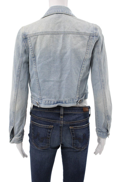 Topshop Womens Petite Basic Jacket Blue Cotton Long Sleeve Size 0