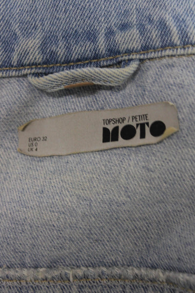 Topshop Womens Petite Basic Jacket Blue Cotton Long Sleeve Size 0